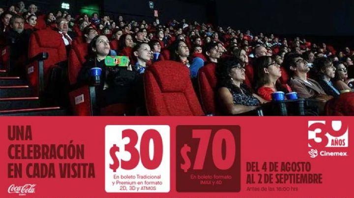 Cinemex anuncia boletos y palomitas por 30 pesos en estos lugares, ¿a partir de cuándo? 