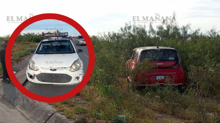 Antonio de Jesús y Max Christopher chocan en Bulevard Municipio Libre; camioneta termina en el monte