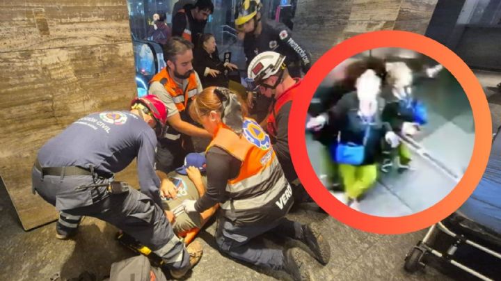 MOMENTO EXACTO en el que elevador se desploma; hay dos heridos