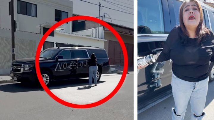 'Lady Aerosol': mujer raya camioneta de lujo porque se estacionaron frente a su casa