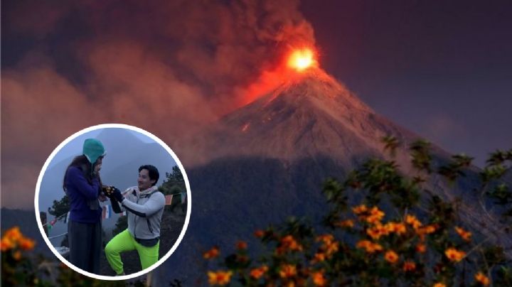 ¿Felices por siempre?: joven le propone matrimonio a su novia y volcán entra en erupción | VIDEO