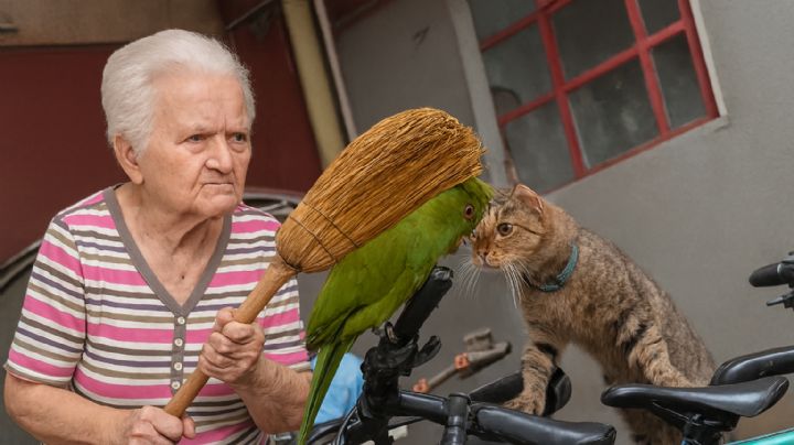 '¡Abuelita, me come el gato!': periquito se vuelve viral por asustarse de un felino | VIDEO