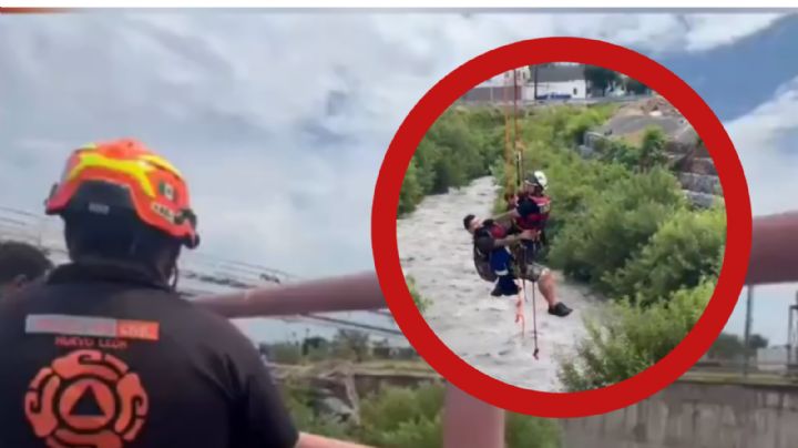 Salvan a hombre de morir ahogado en arroyo Topo Chico; así fue el rescate | VIDEO