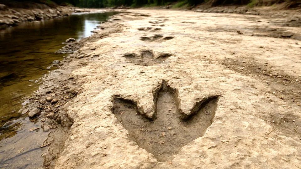 Huellas de dinosaurio cerca de la frontera.
