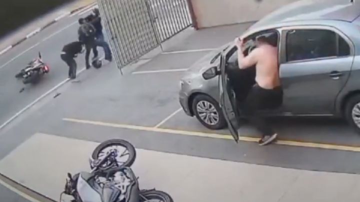 Intento de robo termina mal y ladrones son baleados; querían robarse un coche y una moto | VIDEO