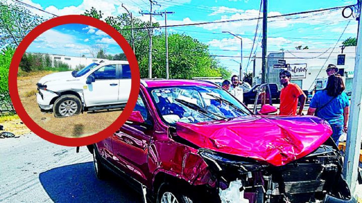Gael y José destrozan sus camionetas de agencia tras choquezón en Nuevo Laredo