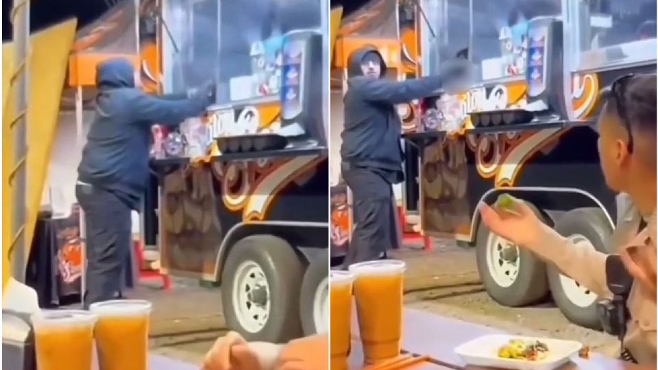 Se viraliza presunto intento de asalto en puesto de tacos; fue frustrado por unos policías