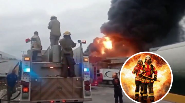 Fuerte incendio consume fábrica en Nuevo León; almacenaban aceites I VIDEO