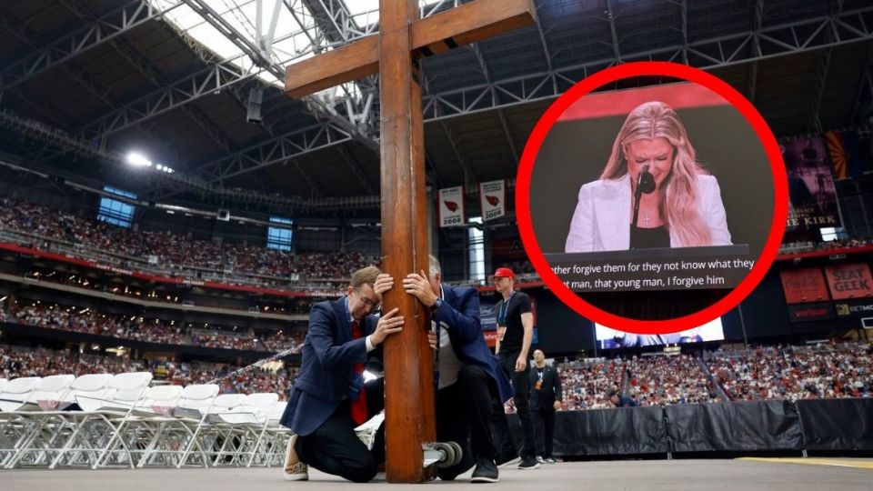 Erika Kirk, en el funeral de su esposo Charlie.