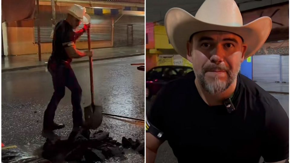 Tiktoker se vuelve viral por tapar baches en Monterrey