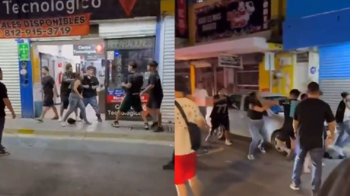 Grupo de jóvenes desata pleito en Monterrey; la riña fue captada afuera de Plaza de la Tecnología