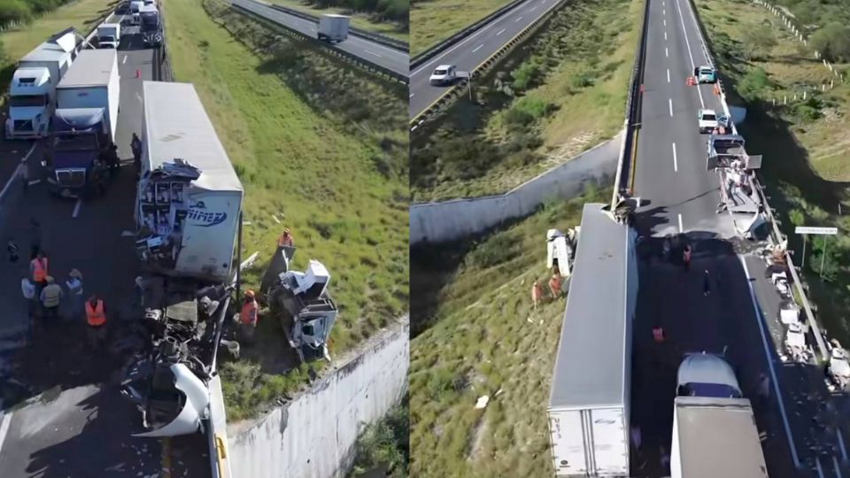 Fuerte choque de camiones