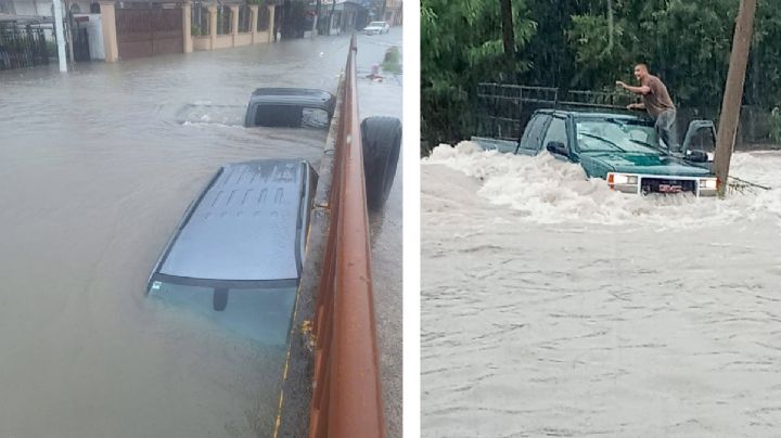 Tromba azota Piedras Negras; fenómeno deja calles inundadas, autos varados y daños en viviendas