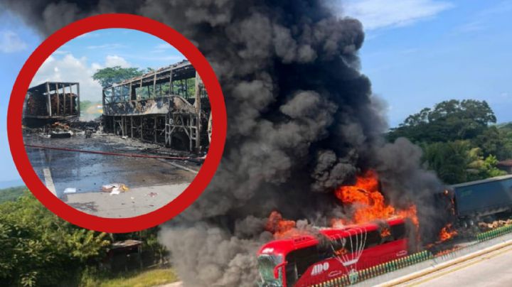 Autobús del ADO y tráiler se incendian tras chocar brutalmente en autopista; hay 1 muerto| VIDEO
