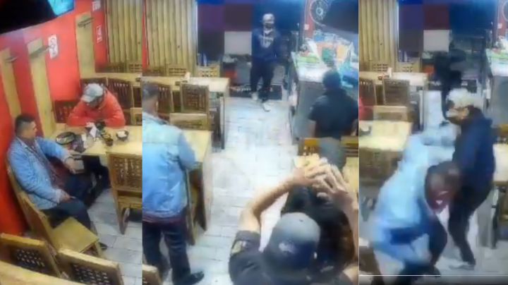MOMENTO EXACTO en el que asaltantes matan a hombre en taquería; le disparan frente a su amigo