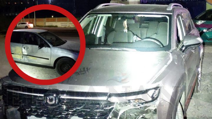 Hombre se pasa el rojo y choca aparatosamente con camioneta de agencia en la Carretera Aeropuerto