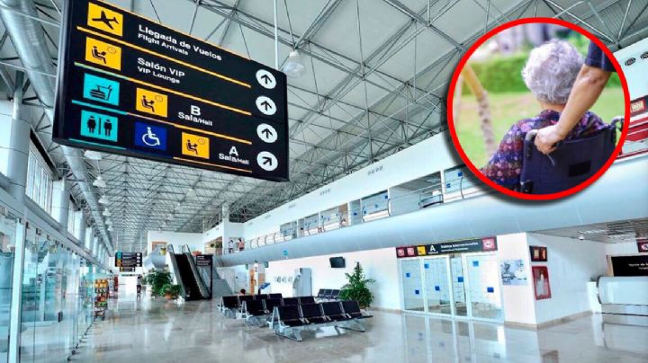 Abuelito viaja con su esposa fallecida en silla de ruedas; intentó abordar el avión