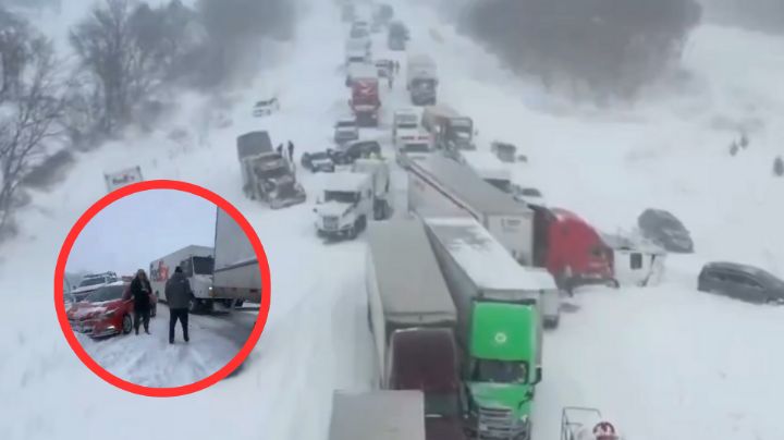 Accidente masivo en Michigan deja más de 90 vehículos dañados tras tormenta de nieve | VIDEO