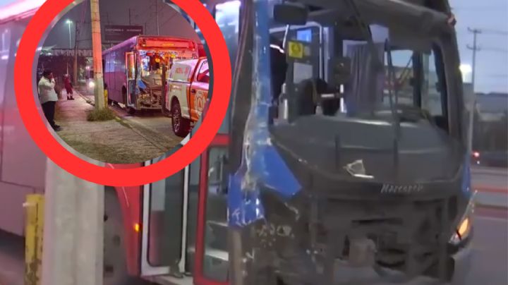 Dos camiones de transporte público chocan aparatosamente de frente; hay 5 lesionados