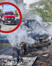 Foto descriptiva de: Querían carnita asada, pero terminaron con auto en llamas en la colonia San Rafael en Nuevo Laredo
