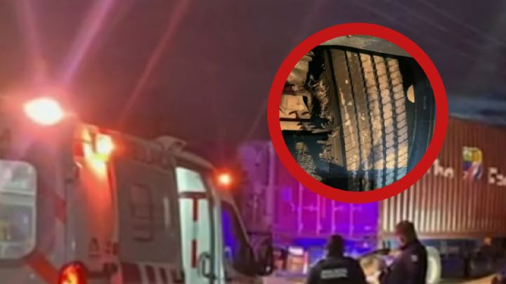 Llanta le explota en la cara a trailero y lo deja malherido en la carretera