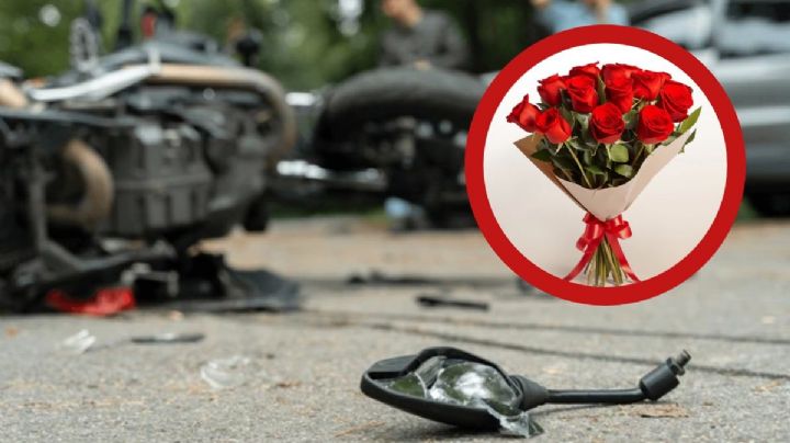 No llegaron 'las flores', embisten a motociclista que llevaba ramo buchón para Día de San Valentín