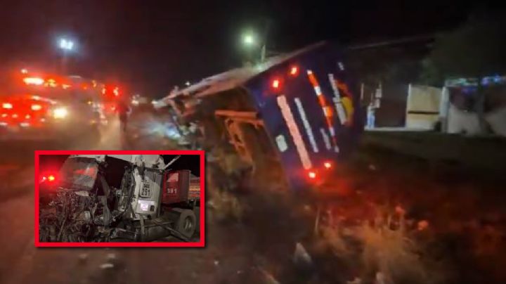 Brutal choque entre camión y tráiler deja 12 lesionados; operadores resultaron graves