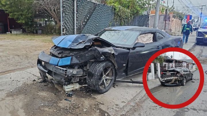 Por andar en la fiesta, jovencito destroza su 'flamante' Camaro y otro auto en la colonia Mirador