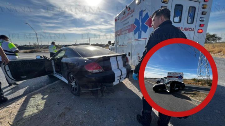 Mujer se sintió 'rápida y furiosa' y terminó con su carro deportivo arriba de camellón en Nuevo Laredo