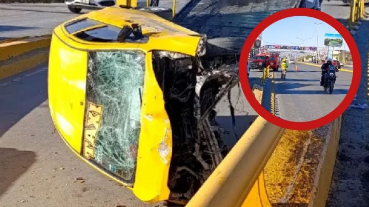 Taxista queda al borde de la muerte tras brutal encontronazo; motor voló del auto