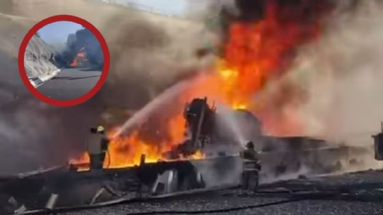 Se incendia pipa en Autopista a Reynosa; densa columna de humo alerta a población en Nuevo León