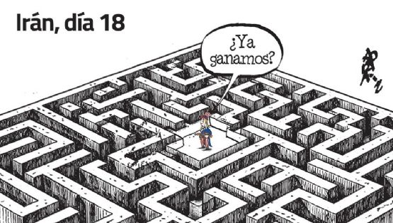 Cartón de Adrián: Irán, día 18