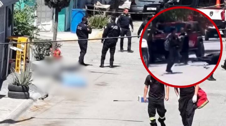 MOMENTO EXACTO en el que hombre es abatido tras lanzar machetazos a policías; tenía a su hijo en los brazos