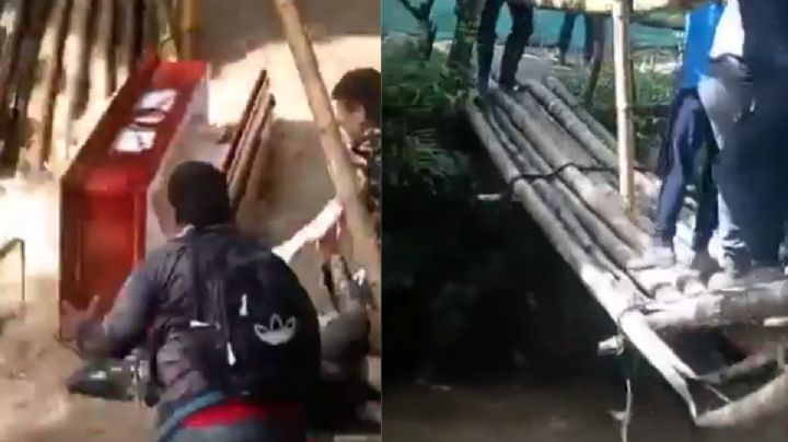 MOMENTO EXACTO en que puente colapsa sobre río; cae féretro con cuerpo que era transportado
