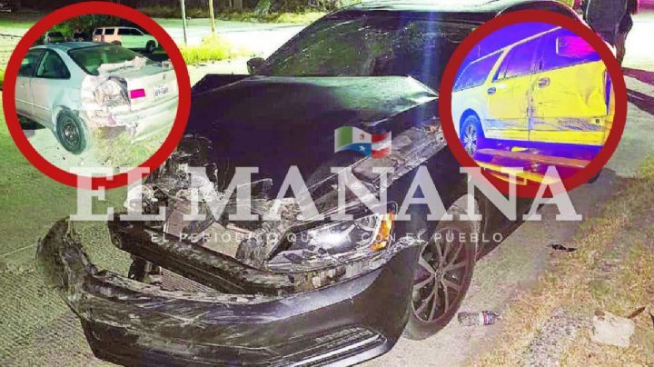Borracho se pasa el alto y hace 'chuza' en Nuevo Laredo; destrozó 4 vehículos