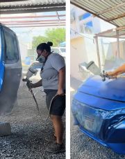 Foto descriptiva de: Aylin Castillo, la pintora automotriz experta; aprendió el oficio desde niña y hoy arrasa en TikTok