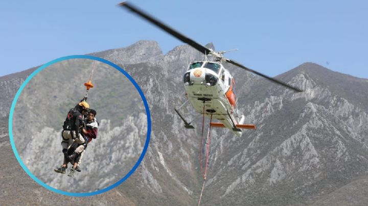 Rescatan a joven atrapado en el Cerro de la Silla; helicóptero realiza maniobra para bajarlo con vida | VIDEO