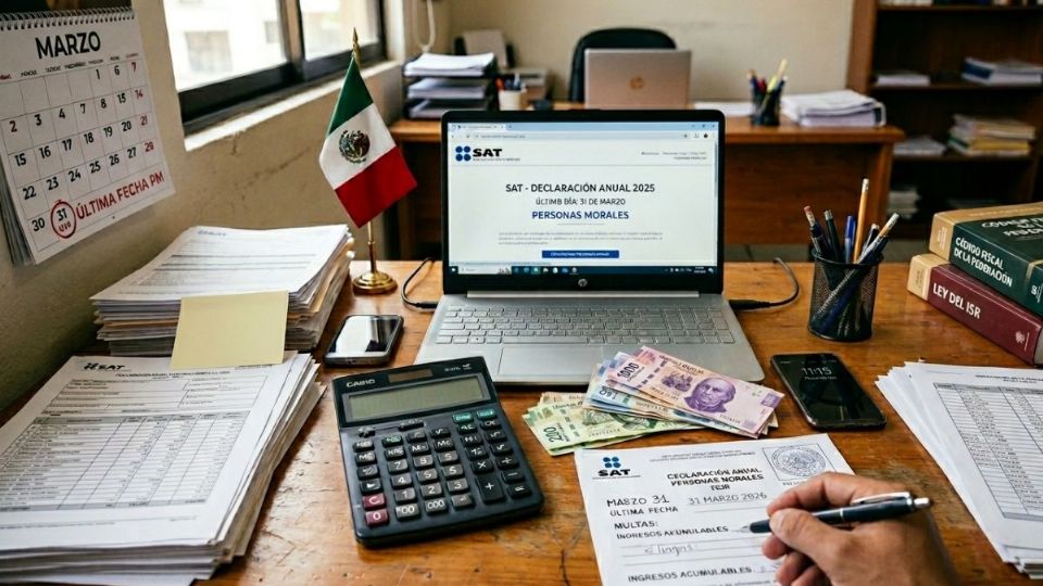 La Declaración Anual 2026 ante el SAT deberá presentarse hasta el 31 de marzo por las personas morales. Foto: IA