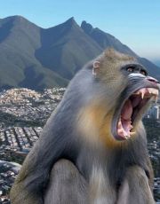 Foto descriptiva de: Captan a 'curioso' mandril en la Presa de La Boca en Nuevo León; ¿cómo llegó ahí? | VIDEO