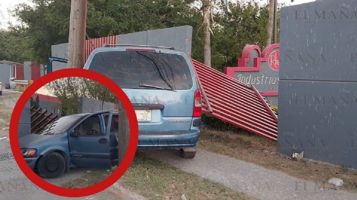 Conductor tumba portón y barda de una maquiladora en Nuevo Laredo; peatón se salvó de milagro