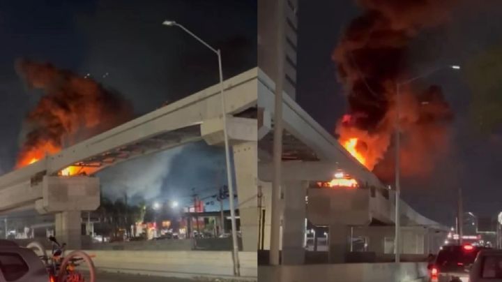 Reportan explosión e incendio en construcción del Metro en Nuevo León; siniestro provoca caos vial | VIDEO