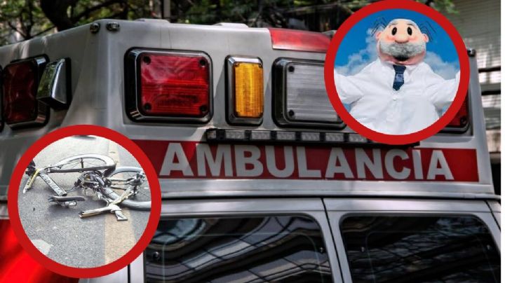 Abuelito ciclista es atropellado por camioneta fantasma; médico de farmacias similares lo auxilia