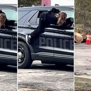 Mujer esposada escapa por la ventana de patrulla policial en Michigan; así salió corriendo | VIDEO