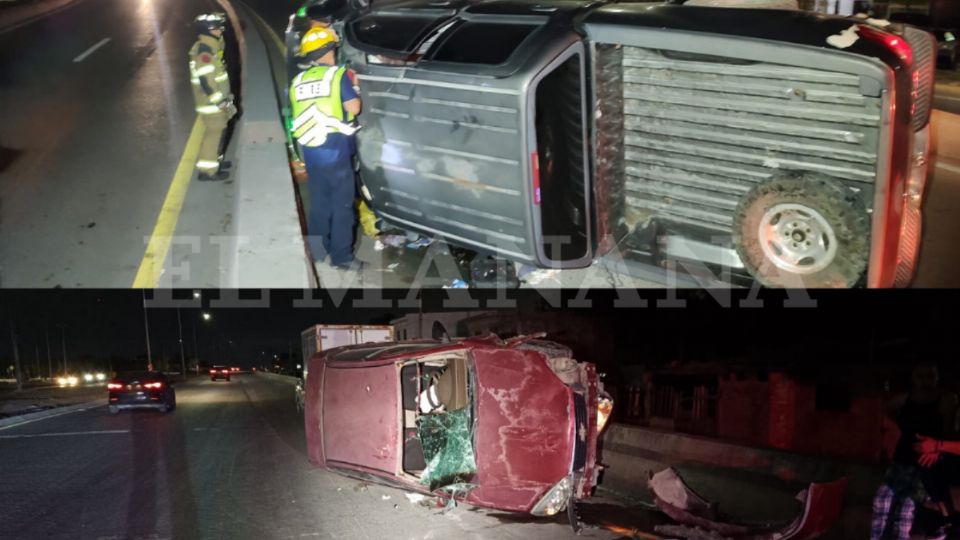 Doble volcadura en Nuevo Laredo