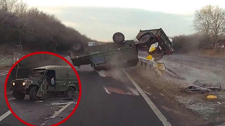 Mujer provoca impactante volcadura de vehículo militar; soldado resulta con lesiones graves | VIDEO