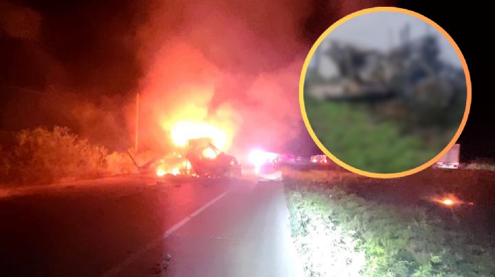 Así quedó el tráiler reducido a cenizas tras choque en Nuevo Laredo; conductor calcinado no fue identificado | VIDEO