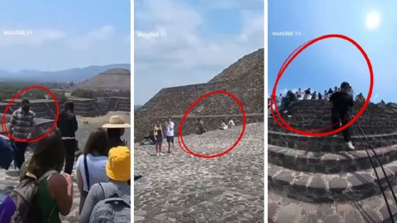 Turista de Dallas, Texas, capta MOMENTO EXACTO en que tirador de Teotihuacán llega a la pirámide