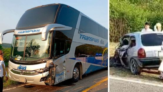 Ebrio conductor invade carril y choca contra un Transpaís en Tamaulipas; queda prensado en su Chevy