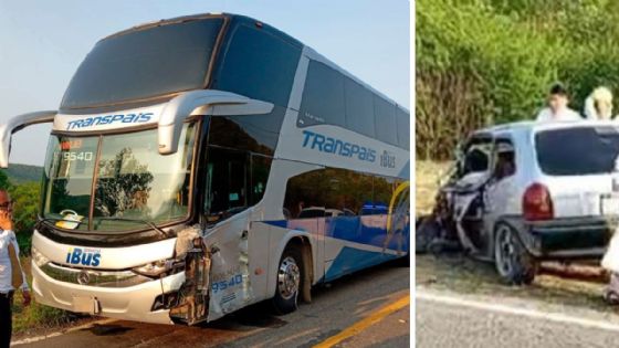 Ebrio conductor invade carril y choca contra un Transpaís en Tamaulipas; queda prensado en su Chevy