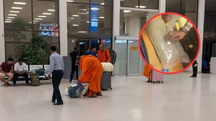 Monjes budistas son detenidos en aeropuerto por llevar más de 100 kilos de sustancias; así la escondían | VIDEO